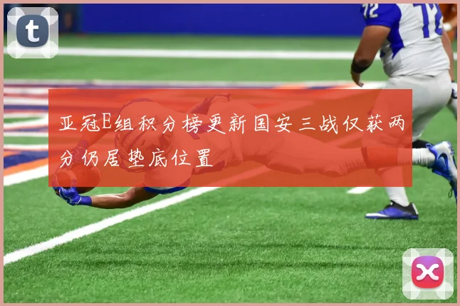 亚冠E组积分榜更新国安三战仅获两分仍居垫底位置